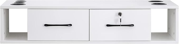 BarberPub Wall Mount Station with Drawers Styling Cabinet Open Storage Beauty Salon Spa Equipment 2502 (White)
