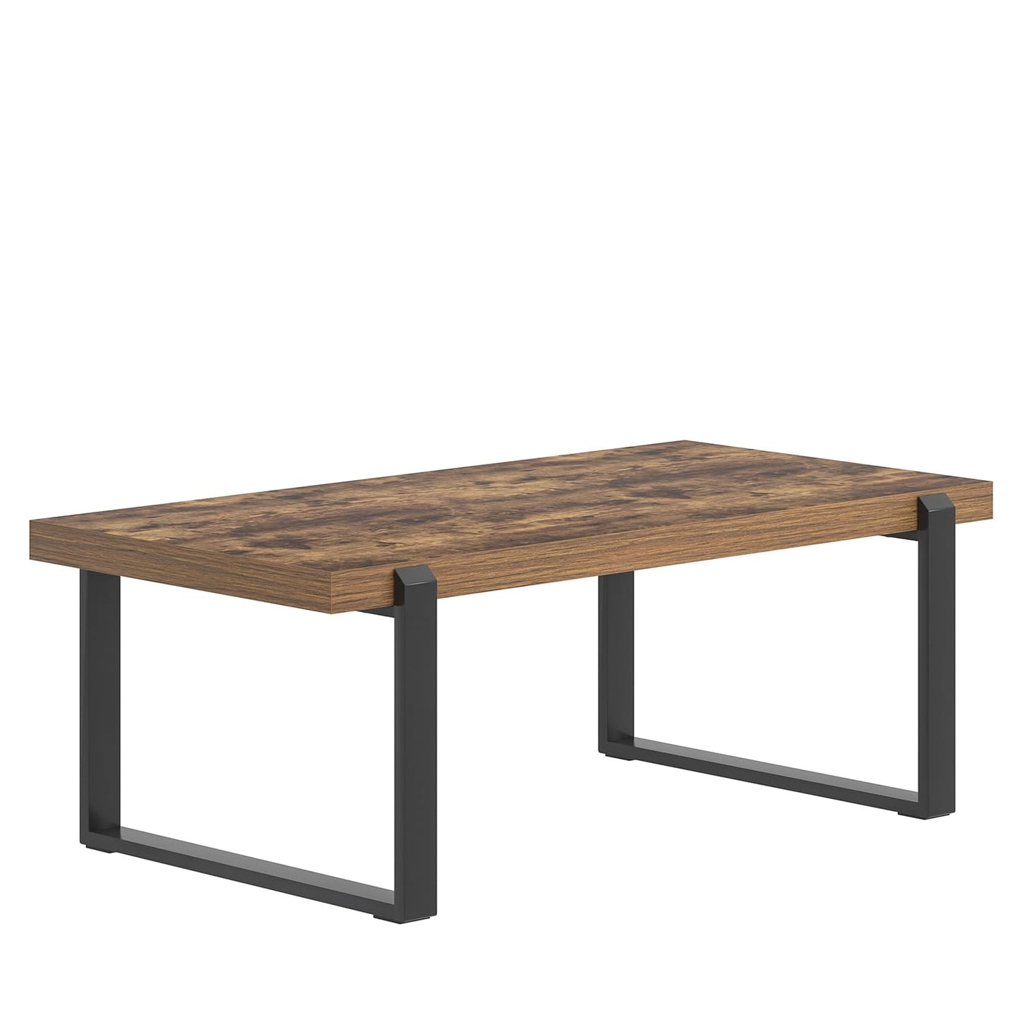 FOLUBAN Coffee Table, Modern Rustic Wood and Metal Center Table, Industrial Rectangle Cocktail Tea Table for Living Room, Brown, 47 Inch
