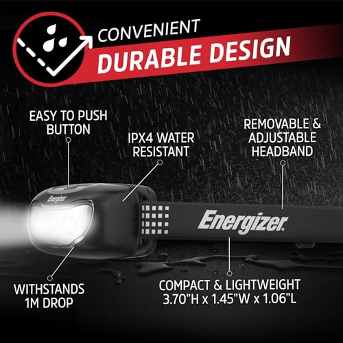 Energizer Universal+ LED Headlamp (2-Pack), Bright Head Lamp for Outdoors, Camping and Emergency Light, IPX4 Water Resista...
