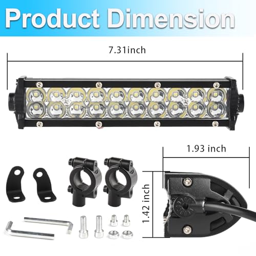 LIGBT Dirt Bike Light Bar White Motorcycle Headlight Kit with ON-Off Switch Universal for 7/8" 22mm Handlebars Pit Dirt Bi...