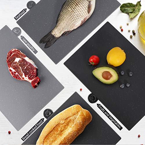 MASTERTOP Cutting Board Set for Kitchen - Index Plastic Chopping Board Set of 4, BPA Free, No Slip, Dishwasher Safe, Thick...