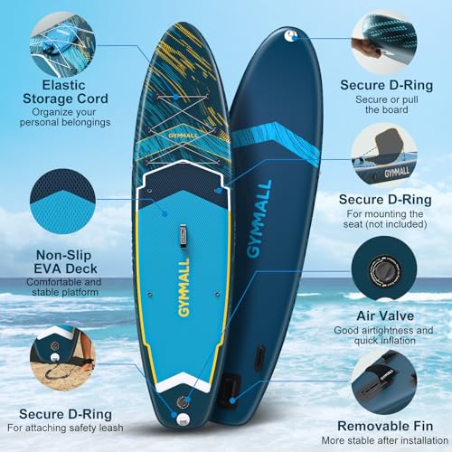 GYMMALL Paddle Board, Inflatable Stand Up SUP Paddle Boards for Adults & Youths of All Skill Levels, Wide & Non-Slip Deck ...
