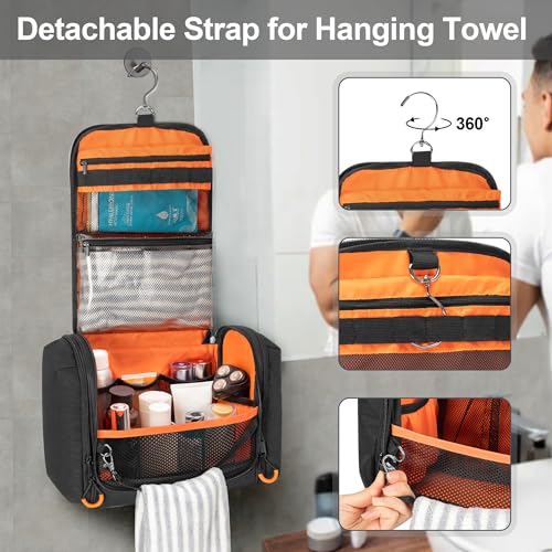 Prokva Tactical Toiletry Travel Bag for Men, Hanging Dopp Kit Hygiene Bag Shower Organizer with Hook for Toiletries and Sh...