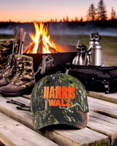 Mossy Oak Harris Walz 2024 Camo Hat – Mid-Profile, Structured, Durable 60/40 Cotton-Poly Blend, Adjustable Velcro Closure,...