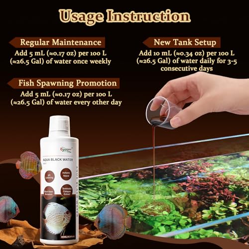 hygger Blackwater Aquarium Conditioner with Natural Olive Leaf Extract, Humic & Tannins, Regulate pH Value Soften Water Cr...