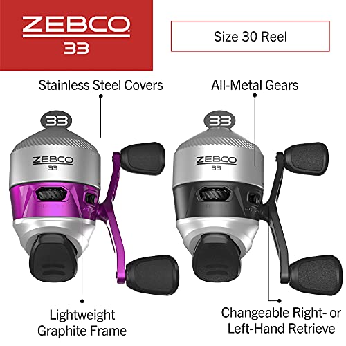 Zebco 33 Spincast Reel and 2-Piece Fishing Rod Combo, 5-Foot 6-Inch Durable Fiberglass Rod, Quickset Anti-Reverse Fishing ...