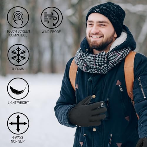 WESTWOOD FOX Waterproof Winter Gloves for Men & Women,Windproof, Warm Ski Gloves, Touchscreen, Anti-Slip Grip Gloves for C...