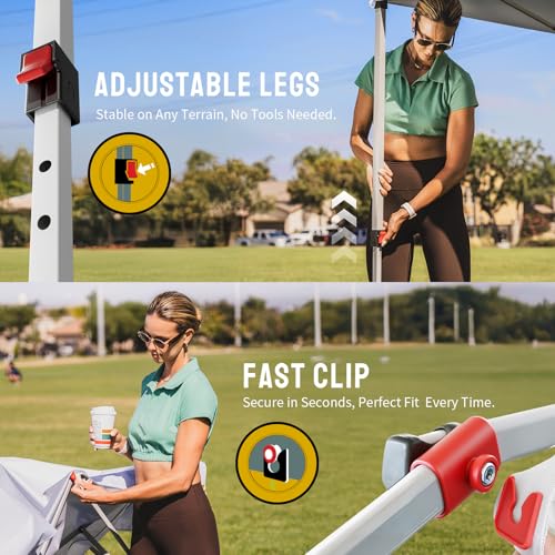 CROWN SHADES 10x10 Pop Up Canopy - Beach Tent with One Push Setup - Easy Outdoor Sun Shade for Events, Parties, Camping - ...