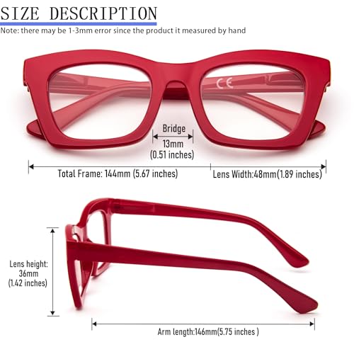 REAVEE Oprah Style Reading Glasses for Women, Blue Light Blocking Stylish Oversized Computer Readers Spring Hinge