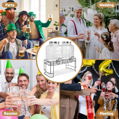 DD&HAPP Gallon Glass Drink Dispensers For Parties 2PACK.1.5Gallon Beverage Dispenser,Glass Drink Dispenser With Stand And ...