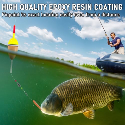Alwonder 4-Pack Bobbers for Fishing, Buoyant Balsa Wood Body Slip Bobbers Floats, Oval High Sensitive Slip Bobber for Fish...