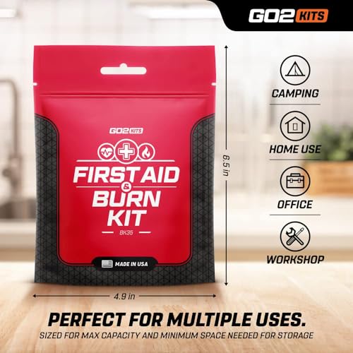 Go2Kits Advanced First Aid & Burn Kit, Comprehensive Burn First Aid Kit with Dressings, Burn Cream & Gauze, Portable First...