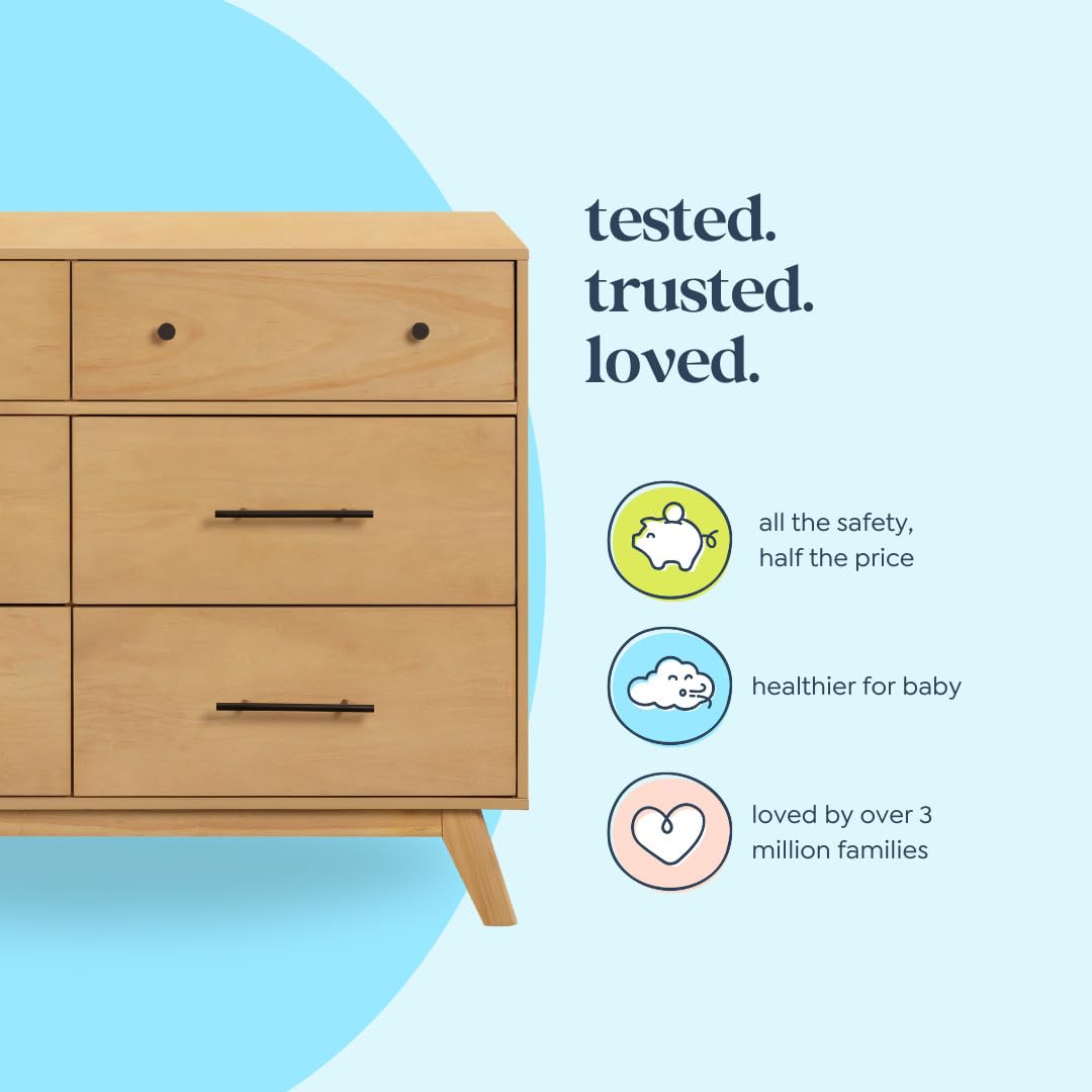 DaVinci Otto 6-Drawer Baby Dresser for Bedroom - GREENGUARD Gold Certified - Multi-Purpose Storage Double Chest of Drawers for Boys and Girls - Dresser for Kids Bedroom, Living Room, Nursery - Honey