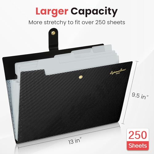 Sooez Accordion File Organizer, Letter Size Expanding File Folder with Labels, 5 Pocket Folders for Documents, Portable Pa...