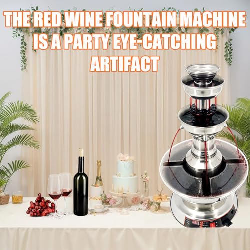 3-Tier Wine Fountain Machine - 3.5L Electric Stainless Steel Beverage Dispenser with 0-100℃ Temperature Adjustment, Suitab...