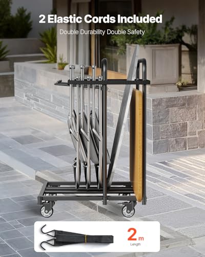 VEVOR Folding Chair Rack, 400 LBS Capacity, Heavy-Duty Chair Cart for 5 Tables+14 Chairs, Chair Storage Dolly Chair Holder...