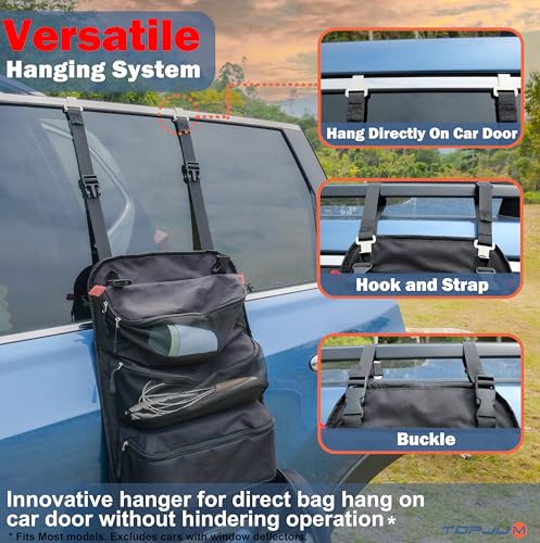 TOPJUM Camp Kitchen Organizer, Cooking Tools Storage Caddy Bag, Multi-Pockets, Paper Towel Holder, Portable Hanging Kitche...