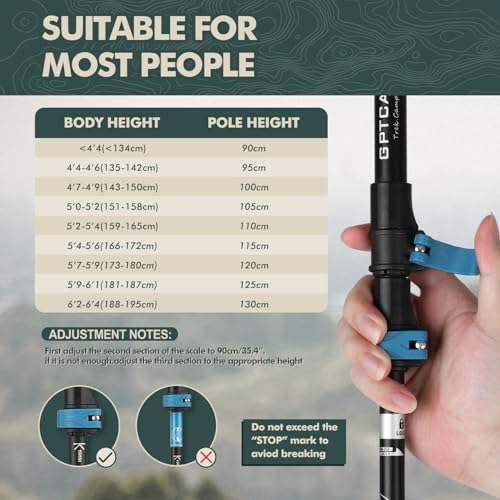 GPTCAMP Walking Sticks,Trekking Poles Collapsible Hiking Poles,Lightweight Folding Travel Walking Pole for Men Women,2pc A...