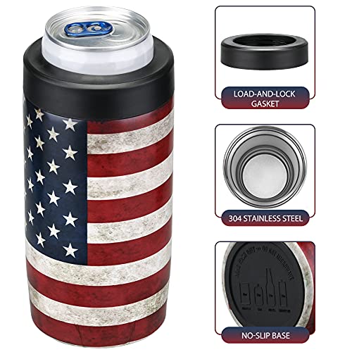 Maxso Slim Can Cooler, 4-in-1 Double Walled Stainless Steel Insulated Beer Can Holder, Works With All 12 Oz Cans,Bottles &...