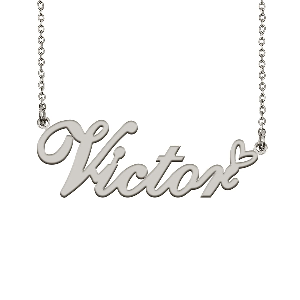HUAN XUN Personalized Name Necklace Silver Victor Necklace for Women Best Bridesmaid Heart Pendant Jewelry Gift