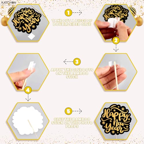 KatchOn, Huge New Years Photo Booth Props 2026 - Glitter, Pack of 35 | New Years Eve Photo Booth Props for New Years Eve P...