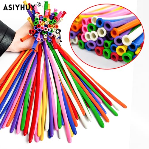 ASIYUHY 260 long balloons 100 Pack Twisting Animal Balloons Assorted Color Thickening Latex Modeling Long Magic Balloons f...