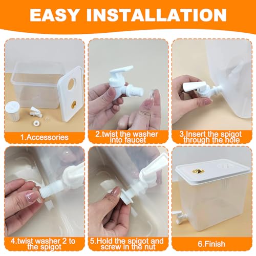 2 PCS 2 Gallon Fridge Beverage Drink Dispenser with Spigot Leak Proof Lids Filter Screen Juice Container Sealed Plastic Le...