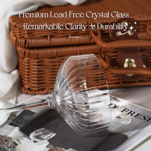 VIMERPA Coupe Glasses, 10oz Ribbed Coupe Martini Glass Set of 4, for Martini Cocktail, Wine, Champagne, Espresso, Crystal ...