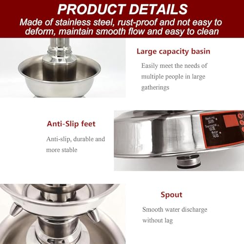 HCAUYNN Parties Drink Fountains, Large Capacity Wine Fountain Machine 120W, 3-Tier Stainless Steel Commercial Beverage Dis...