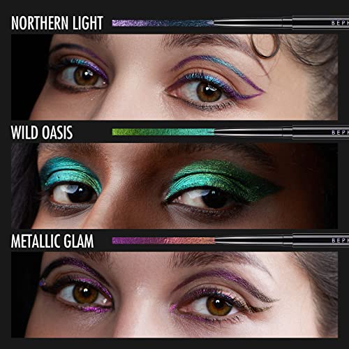BEPHOLAN Metallic Eyeliner, Blue Purple Shifting Colors Glitter Waterproof Eyeliner, 24h Long-Lasting Pen, Purple-Blue (NO...
