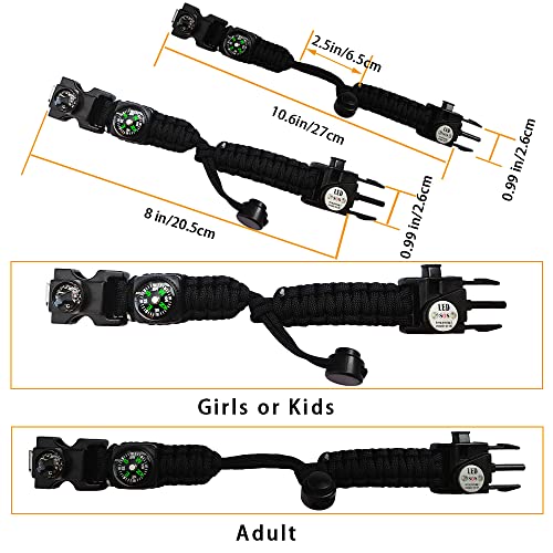Daarcin Survival Paracord Bracelet,Fire Starter,Waterproof SOS Light, Compass, Whistle, Adjustable AK87 20 in 1,Outdoor Ul...