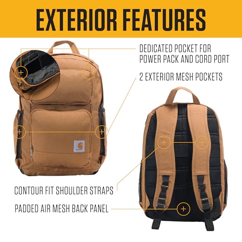 Carhartt 28L Dual-Compartment Backpack, Durable Pack with Laptop Sleeve and Duravax Abrasion Resistant Base, Black