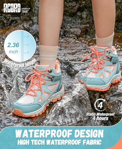 R CORD Kids Hiking Boots Waterproof Durable TPR Ankle Support Boots Breathable Trekking Shoes Non-Slip Outdoor Sneakers fo...