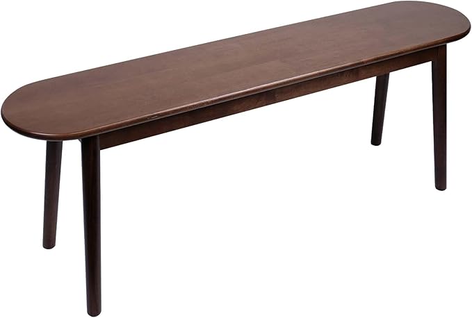 Cttasty Entryway Bench, Solid Wood Dining Bench, Midcentury End of Bed Bench w/Rounded Corner, Outdoor Bench w/Robust Construction, Bedroom Bench, 10.24" W x 17.72" H（Walnut 47.2inches）