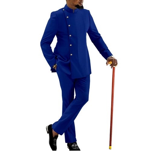 African Dashiki for Men Top and Pants Set African Outfits Formal Wedding Party African Mens Clothing TR2 Royal Blue XX-Large