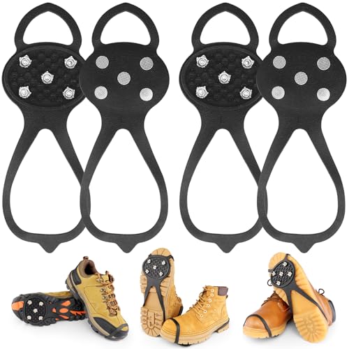 Ice Cleats Crampons for Shoes and Boots - Rotatable Mid-Sole Traction Spikes for Snow, Non-Slip Tungsten Grippers for Men ...