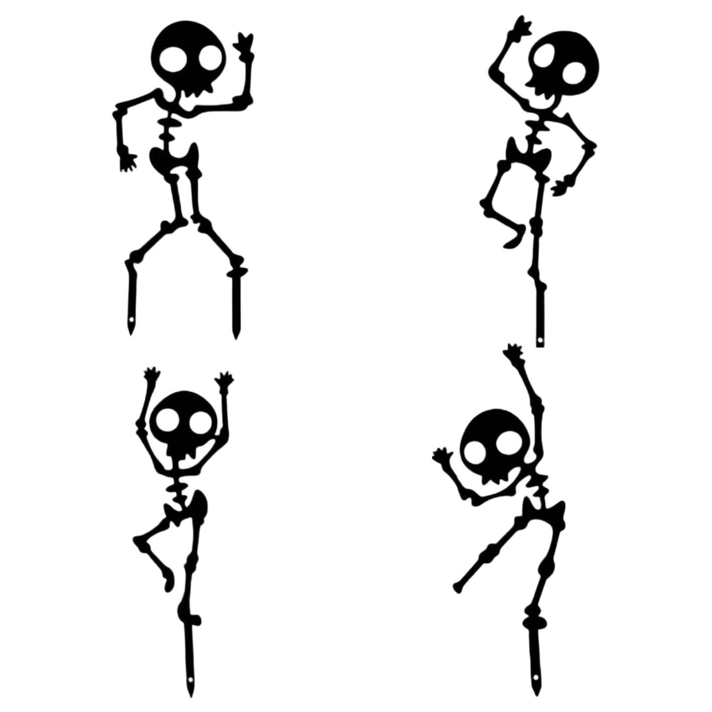 RTBCHLFV 4Pcs Spooky Dancing Skeleton Garden Stakes, Skeleton Man Metal Die Cuts, Weatherproof Metal Yard Art, Halloween Decoration Outdoor Yard Ghostly Figurine for Patio Lawn Garden (Black)