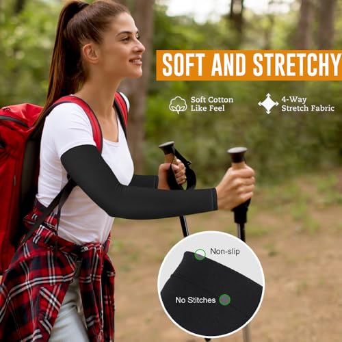 Two packs UV Sun Protection Arm Sleeves, Compression Cooling Sleeves for Men and Women, Ideal for Golf, Outdoor Sports.