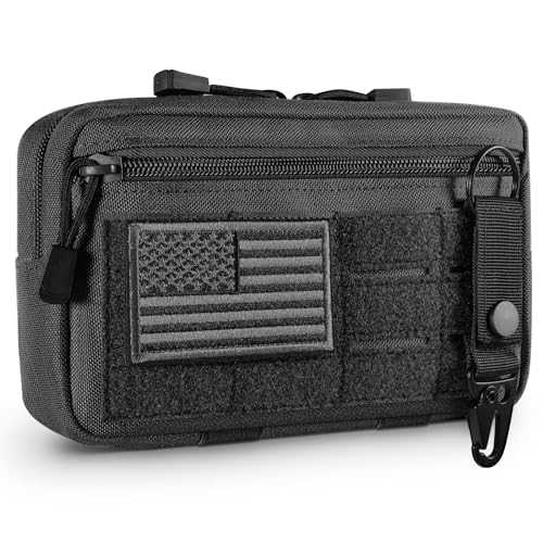 FRTKK Tactical Molle Admin Pouch Utility Laser Cut EDC Tool Pouch Bag Horizontal Modular Pouches Include US Flag Patch and...