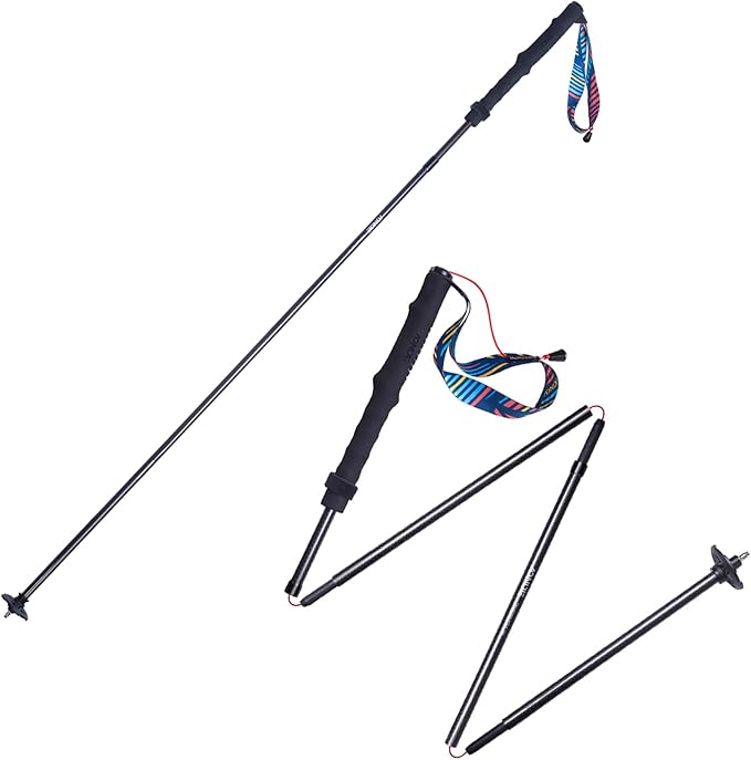 Carbon Fiber Trekking Poles Collapsible Ultralight M Walking or Hiking Sticks with EVA Grips and Drawstring Quick Lock for...
