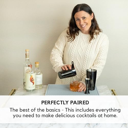 A Bar Above Cocktail Shaker Set, 4-Piece Professional Bartender Kit with Boston Shaker, Strainer and Jigger, Stainless Ste...