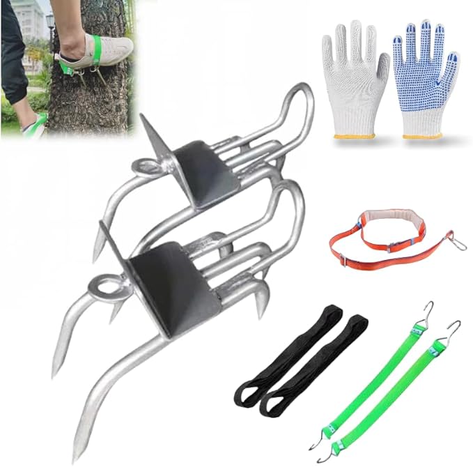 Outdoor Tree-Climbing Anti-Slip Cat Claw Shoes Set, 2025 Upgrade Tree Climbing Spikes, Portable Tree Climbings Gear for Tr...