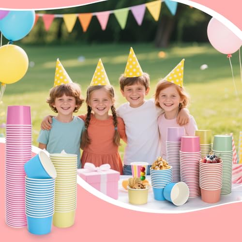 Lawei 300 Pack Paper Ice Cream Cups, 8oz Disposable Dessert Snack Bowls for Hot or Cold Food, Cute Stackable Treat Cups fo...