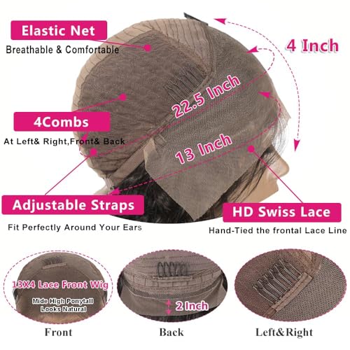 Highlight Ombre 13x4 HD Lace Front Human Hair Wig 26 inch 4/27 Deep Wave 180% Density Honey Blonde Curly Glueless Lace Frontal Wig For Women Pre Plucked with Baby Hair