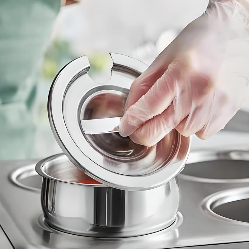 OCS Parts 2.5 Quart Stainless Steel Inset Pot with Cover and Ladle | Stainless Steel Pot with Lid and Ladle for Sauces, Soups, Stovetop, Soup Warmers, Steam Tables