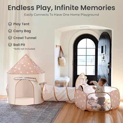 Tiny Land Kids Play Tent with Tunnel, Pop Up Play Tent with Ball Pits for Toddlers, Baby Tent with Carry Bag, Toddler Tent...