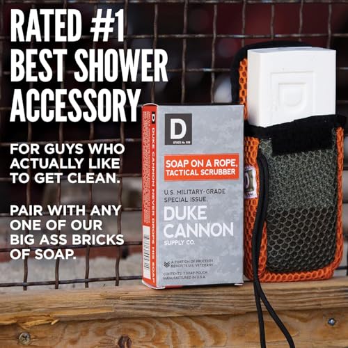 Duke Cannon Tactical Scrubber Soap Pouch - U.S. Military-Grade, Coarse and Soft Mesh, 550 Paracord, Shower Hygiene Essenti...