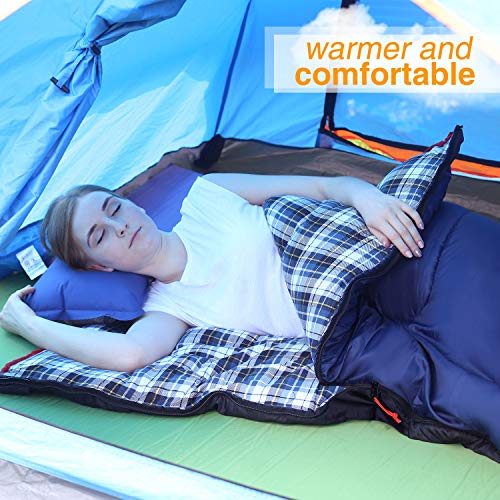 REDCAMP Cotton Flannel Sleeping Bag for Camping Backpacking, Adults Cold Weather Envelope Sleeping Bags with 2/3/4/6lbs Fi...