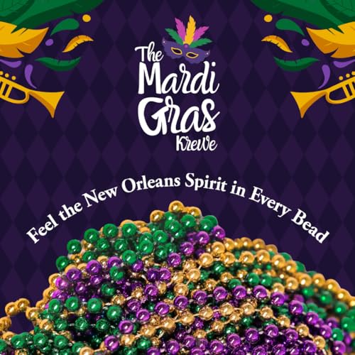 THE MARDI GRAS KREWE - Beads Necklaces Mardi Gras 72 Pack, 6 Dozen 33" 7mm - Party Favors, Parades, Bulk Decorations, Cost...