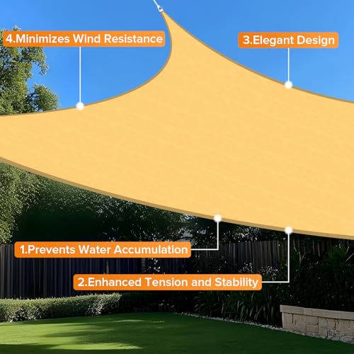 Artpuch 10' x 10' Sun Shade Sails Square Canopy, Sand UV Block Cover for Outdoor Patio Garden Yard